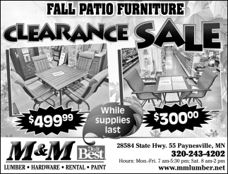 Fall Patio Furniture Clearance Sale M M Precision Machining Inc