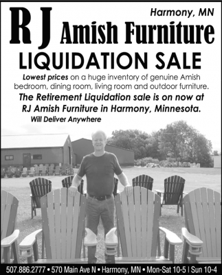 Liquidation Sale Rj Amish Furniture Harmony Mn