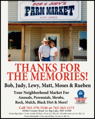 Thanks For The Memories, Bob & Judy's Farm Market, Big Lake, MN
