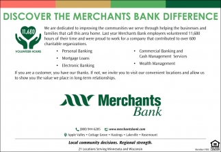 Discover The Merchants Bank Difference Merchants Bank Caledonia Mn