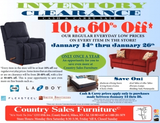 Inventory Clearance Country Sales Furniture Milaca Mn